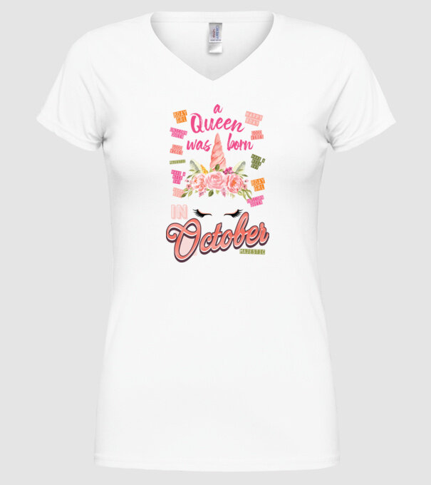 A queen was born in OKTÓBER model alb pe tricou