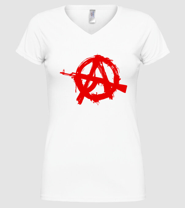 Akanarchy model alb pe tricou