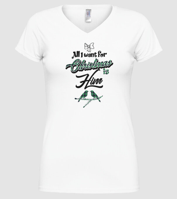 All i want for Christmas is Him model alb pe tricou
