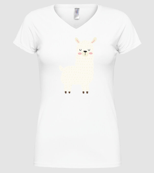 Alpaca model alb pe tricou