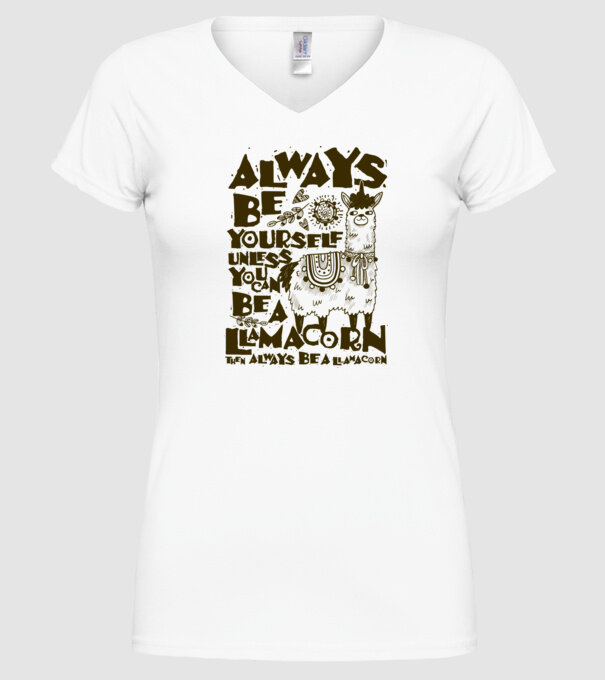 Always be a llamacorn model alb pe tricou