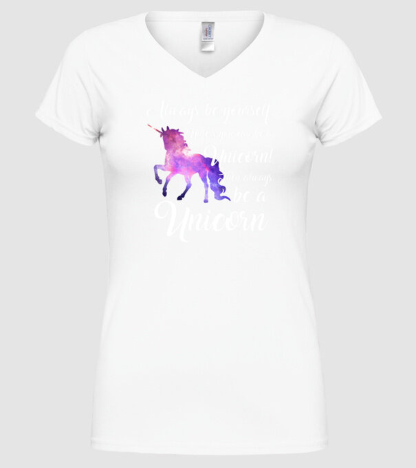 Always be UNICORN model alb pe tricou