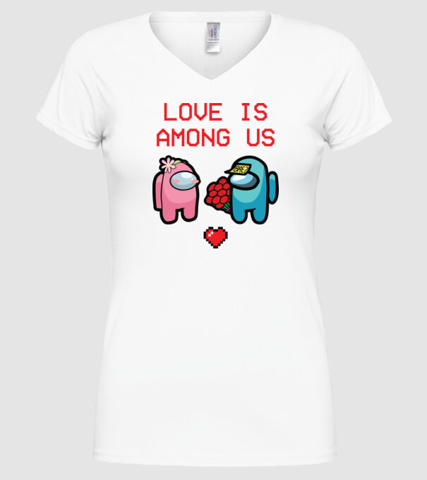 Among us love model alb pe tricou