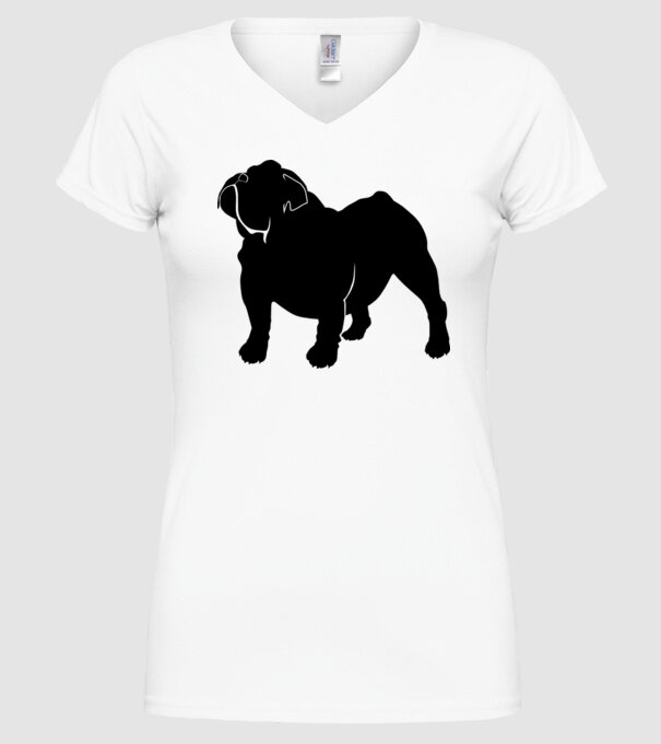 Bulldog englezesc model alb pe tricou