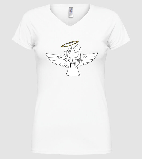 Îngeraș model alb pe tricou