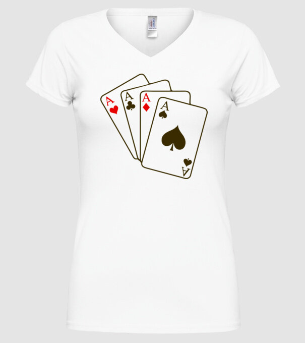 Ași model alb pe tricou