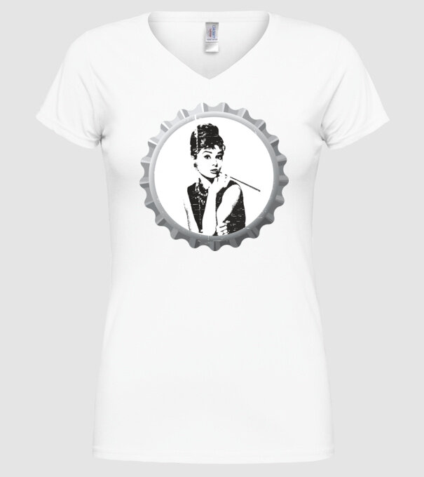 Audrey model alb pe tricou