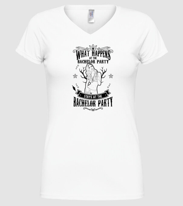 Bachelor party model alb pe tricou