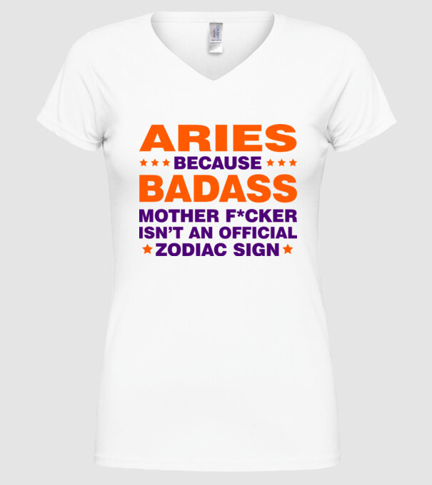 Badass zodiac ARIES model alb pe tricou