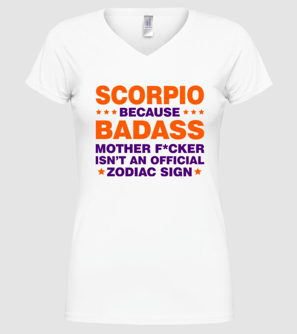 Badass zodiac SCORPIO model alb pe tricou