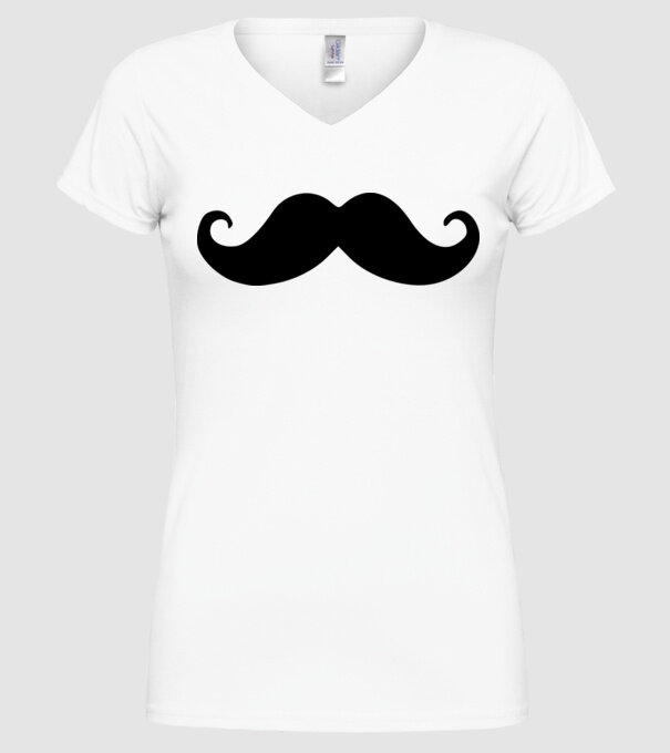 mustață1 model alb pe tricou