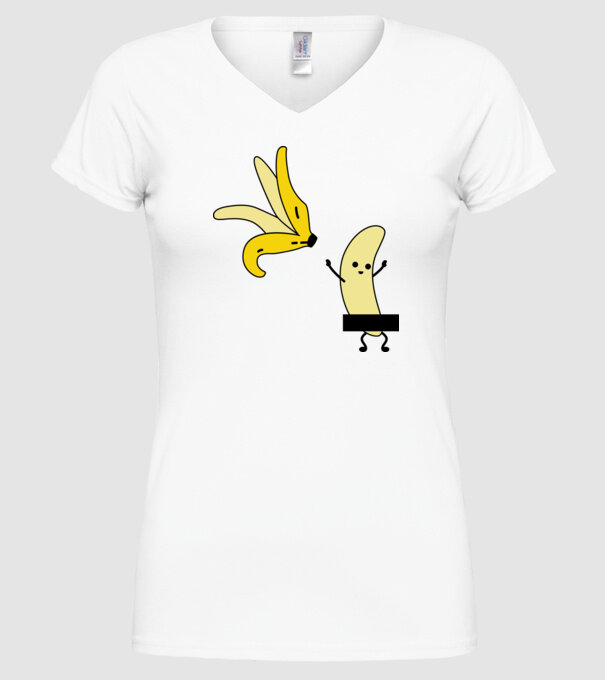 Cuplu Banană băiat model alb pe tricou