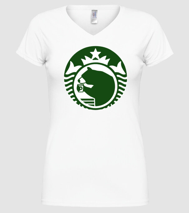 Bear Bucks model alb pe tricou