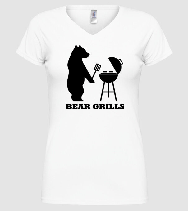 Bear Grills model alb pe tricou