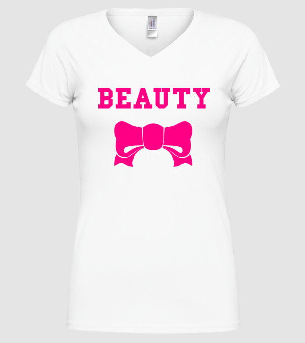 beauty model alb pe tricou