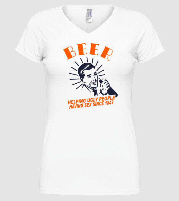 beeer model alb pe tricou