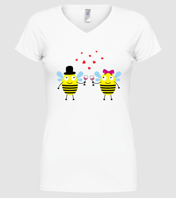 Bee Love model alb pe tricou