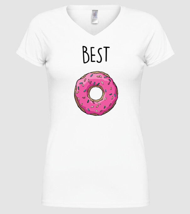 Best friends model alb pe tricou