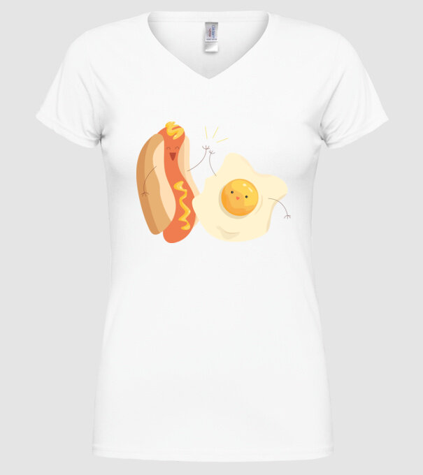 best friends hot dog egg model alb pe tricou