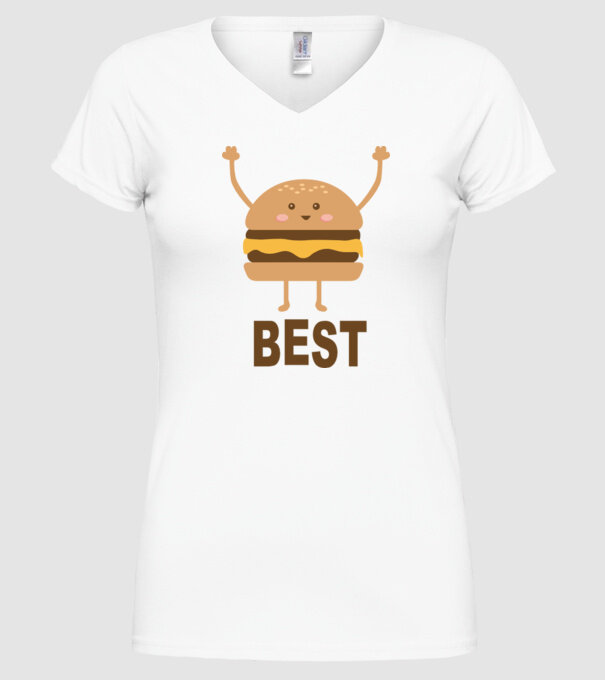 Best hamburger model alb pe tricou