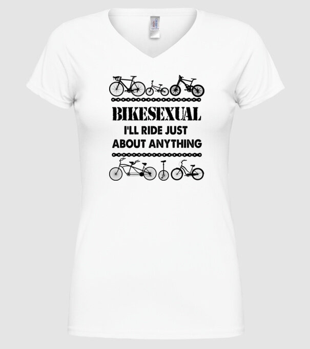 Bikesexual model alb pe tricou
