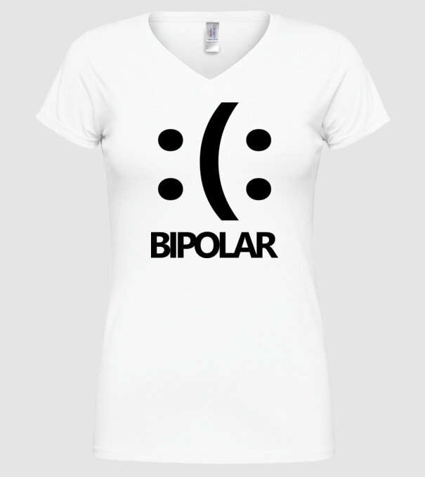 Bipolar model alb pe tricou
