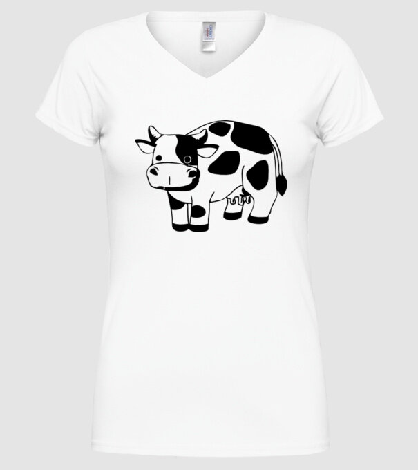 Vițel model alb pe tricou