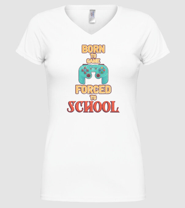 Born to game model alb pe tricou