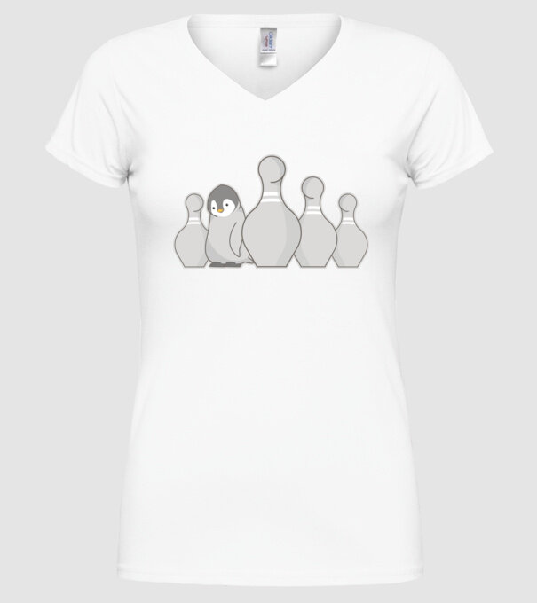 Bowling pinguin model alb pe tricou