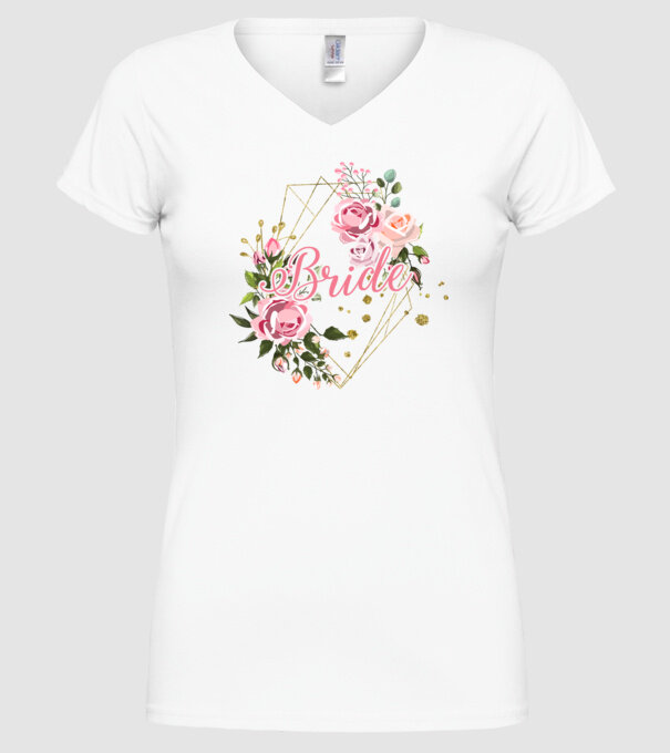 BRIDE roses floral model alb pe tricou