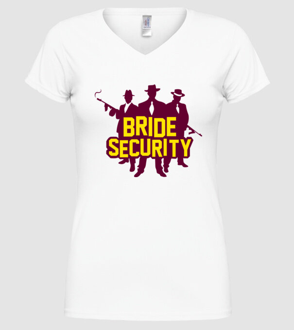 Bride Security model alb pe tricou
