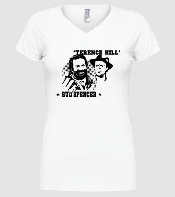 Bud Spencer Terence Hill model alb pe tricou