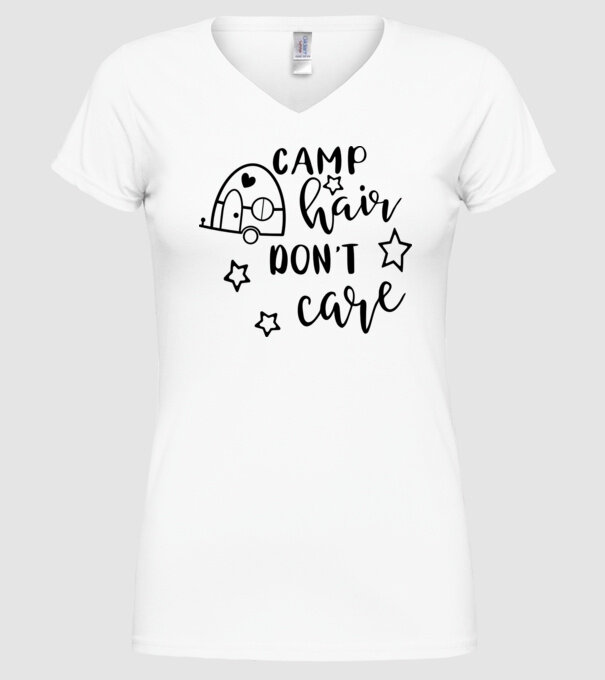 Camp hair trailer model alb pe tricou