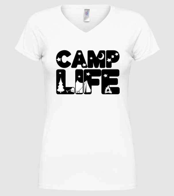 Camp life 2c model alb pe tricou