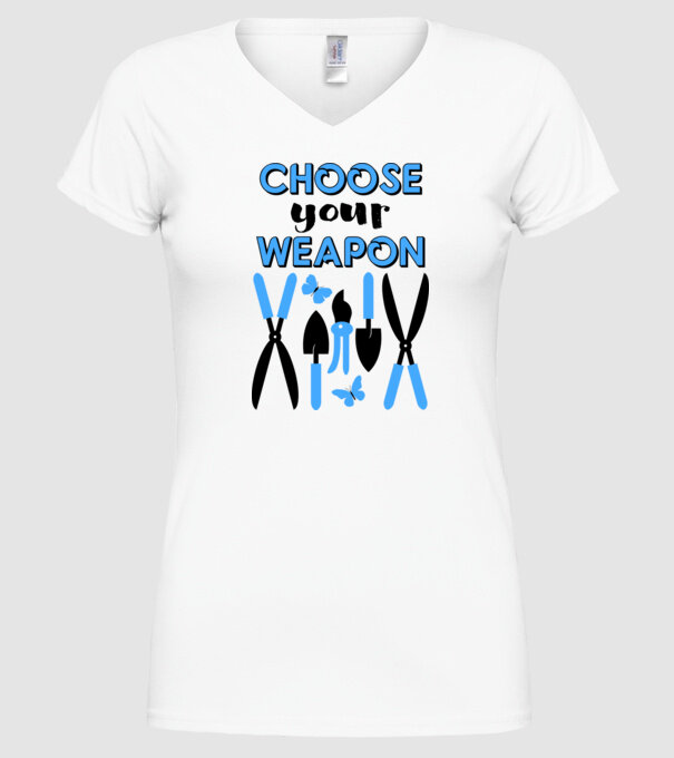 Choose your weapon model alb pe tricou