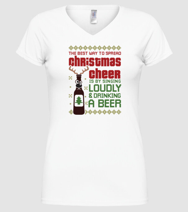 Christmas cheer beer pulovăr urât model alb pe tricou