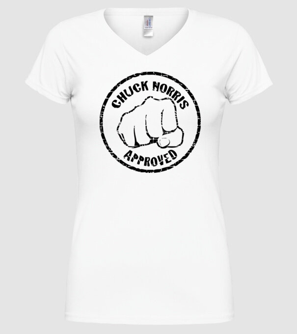 Chuck Norris Approved model alb pe tricou