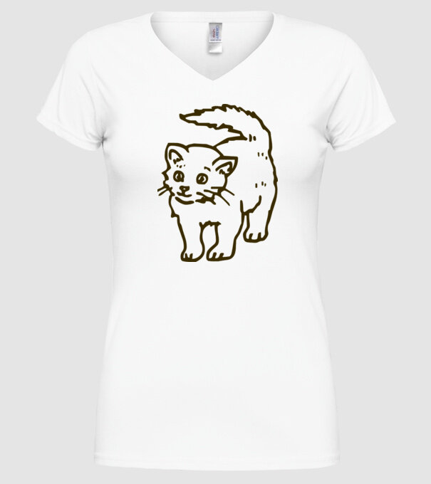 Pisică model alb pe tricou