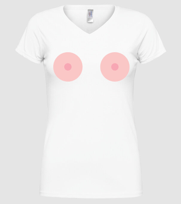 Țâțe model alb pe tricou