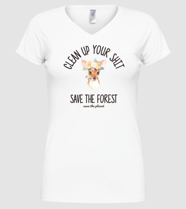 Clean up your shit model alb pe tricou