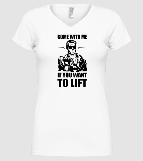 come with me arnold model alb pe tricou