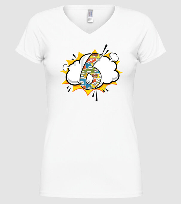 Birthday Comic Number 6 model alb pe tricou