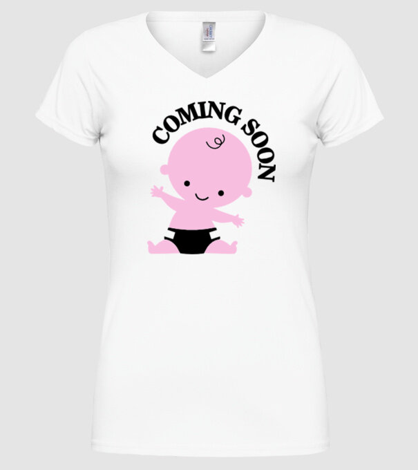 Coming soon baby model alb pe tricou