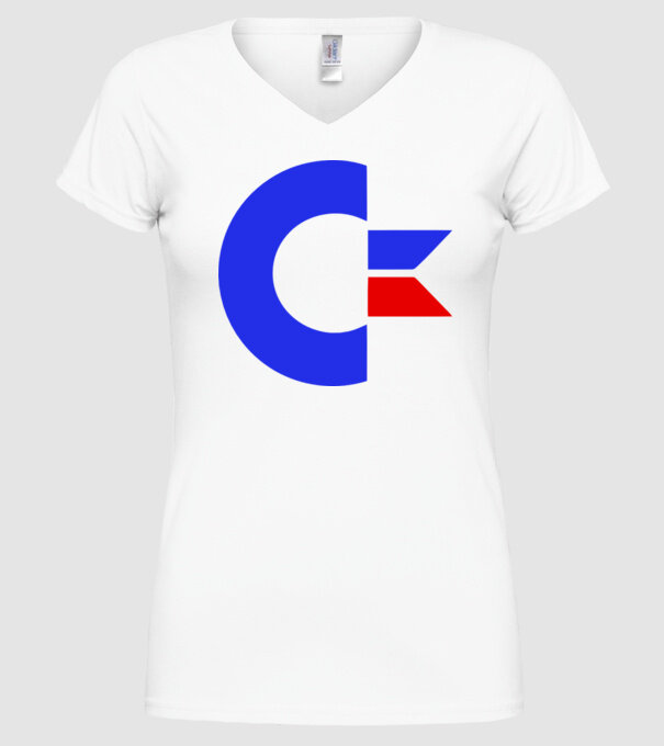 Logo Commodore model alb pe tricou