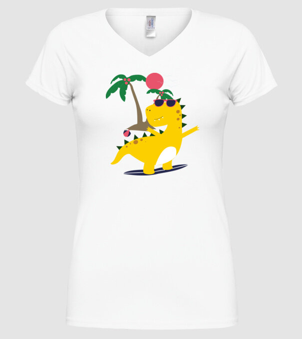 dinozaur drăguț vară model alb pe tricou