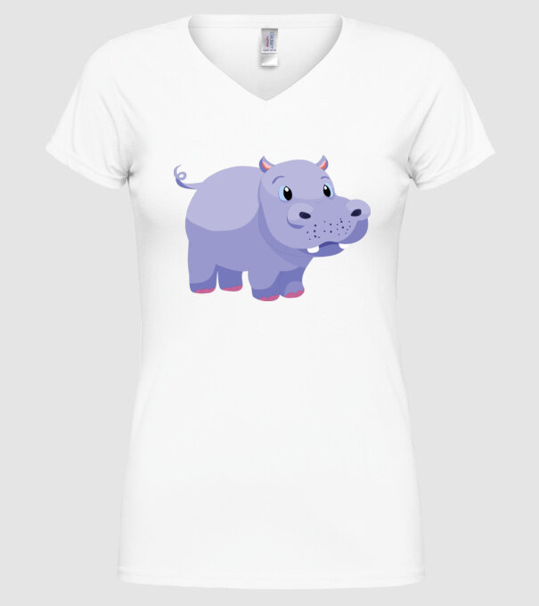 Hipopotam drăguț model alb pe tricou
