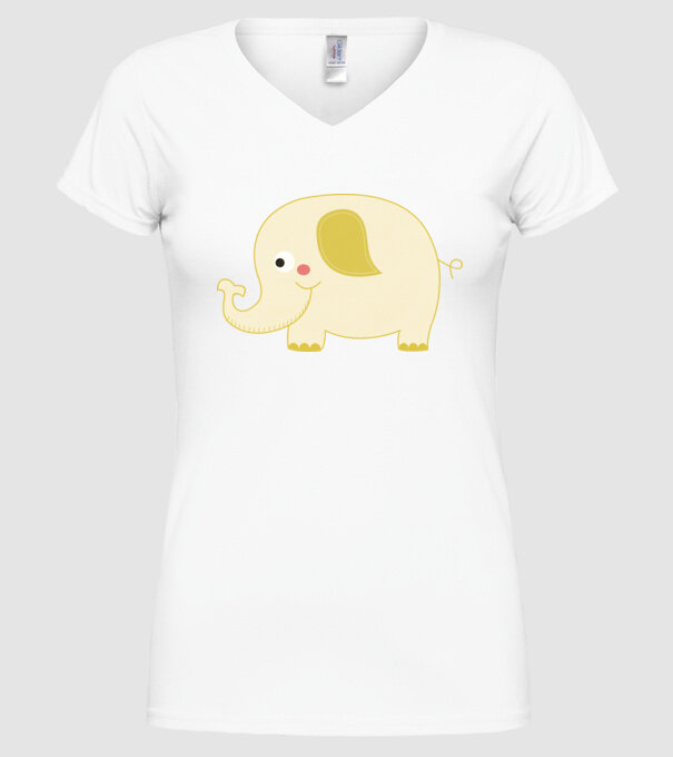 Cute elephant model alb pe tricou