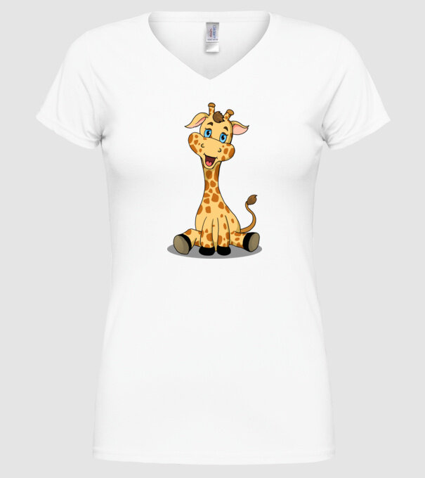 Cute giraffe model alb pe tricou