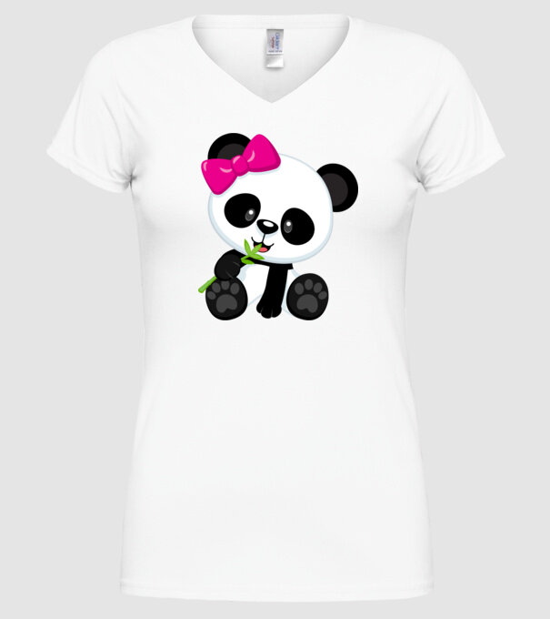 cute panda girl model alb pe tricou