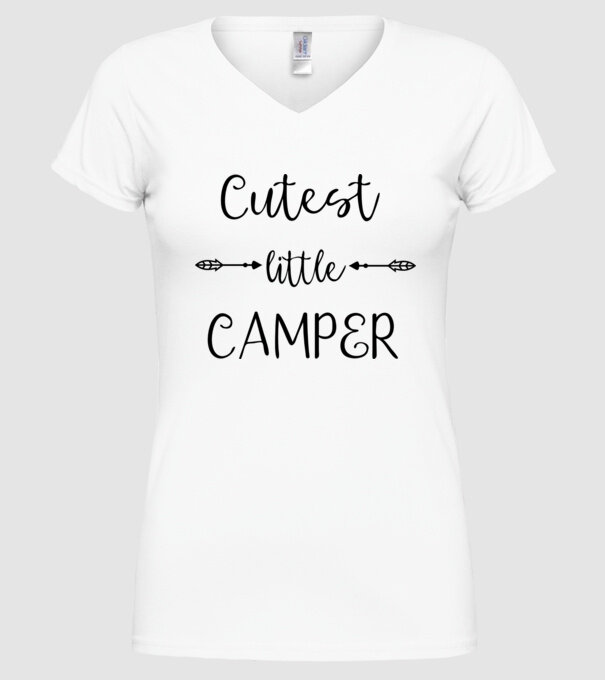 Cutest little camper model alb pe tricou